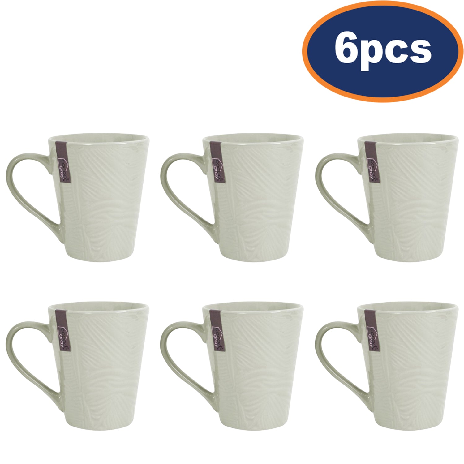 6Pcs Stoneware Green Leaf Mugs