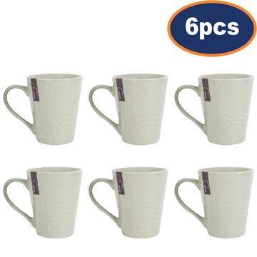 6Pcs Stoneware Green Leaf Mugs