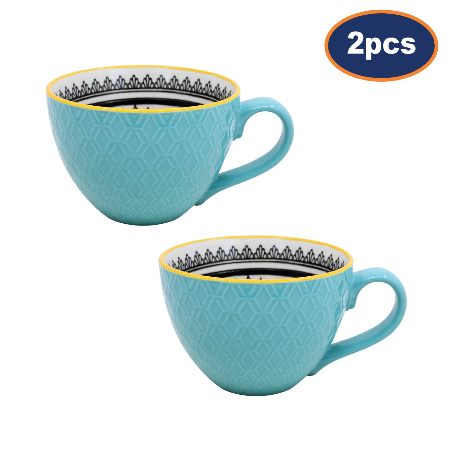 2Pcs Teal Ceramic Mug