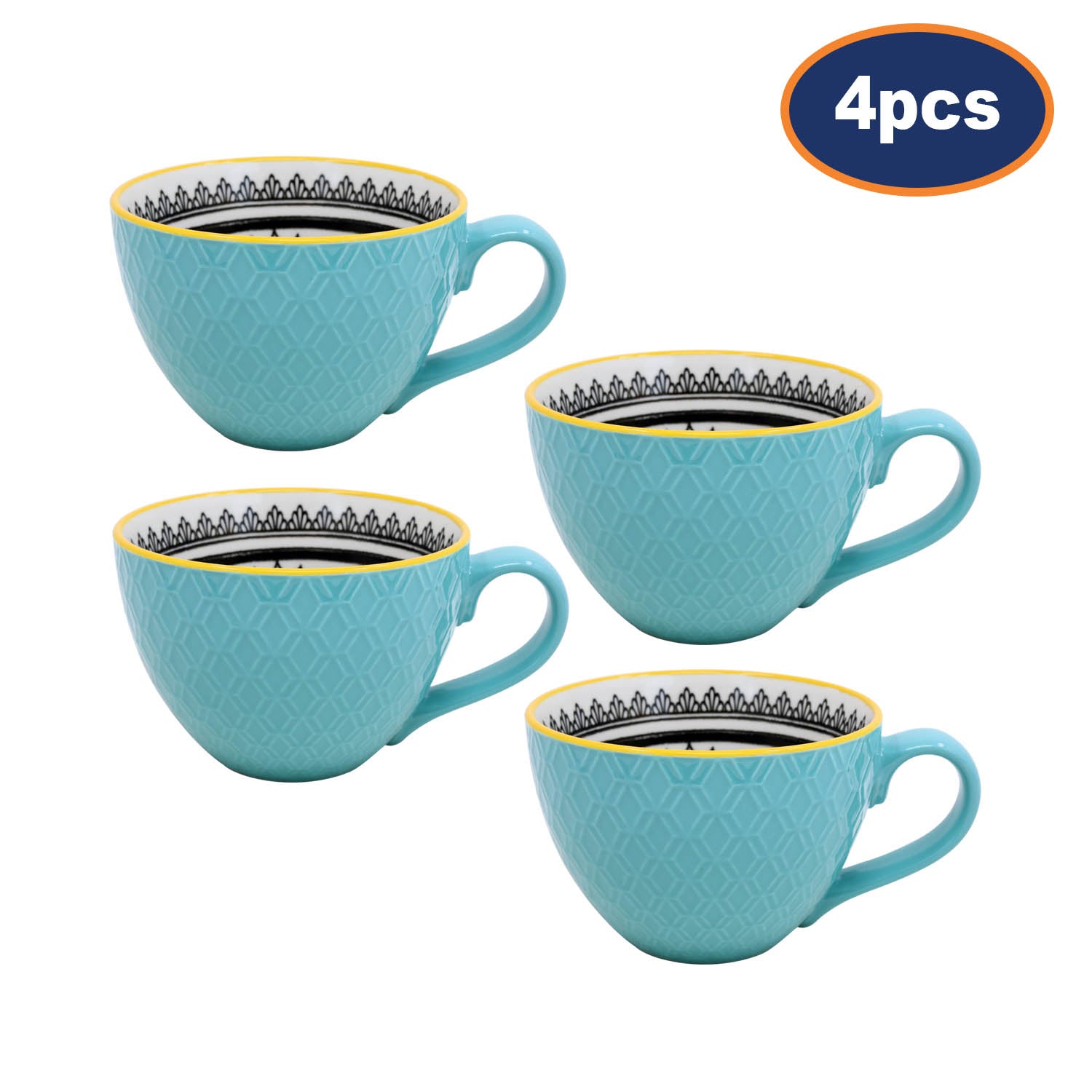 4Pcs Teal Ceramic Mug