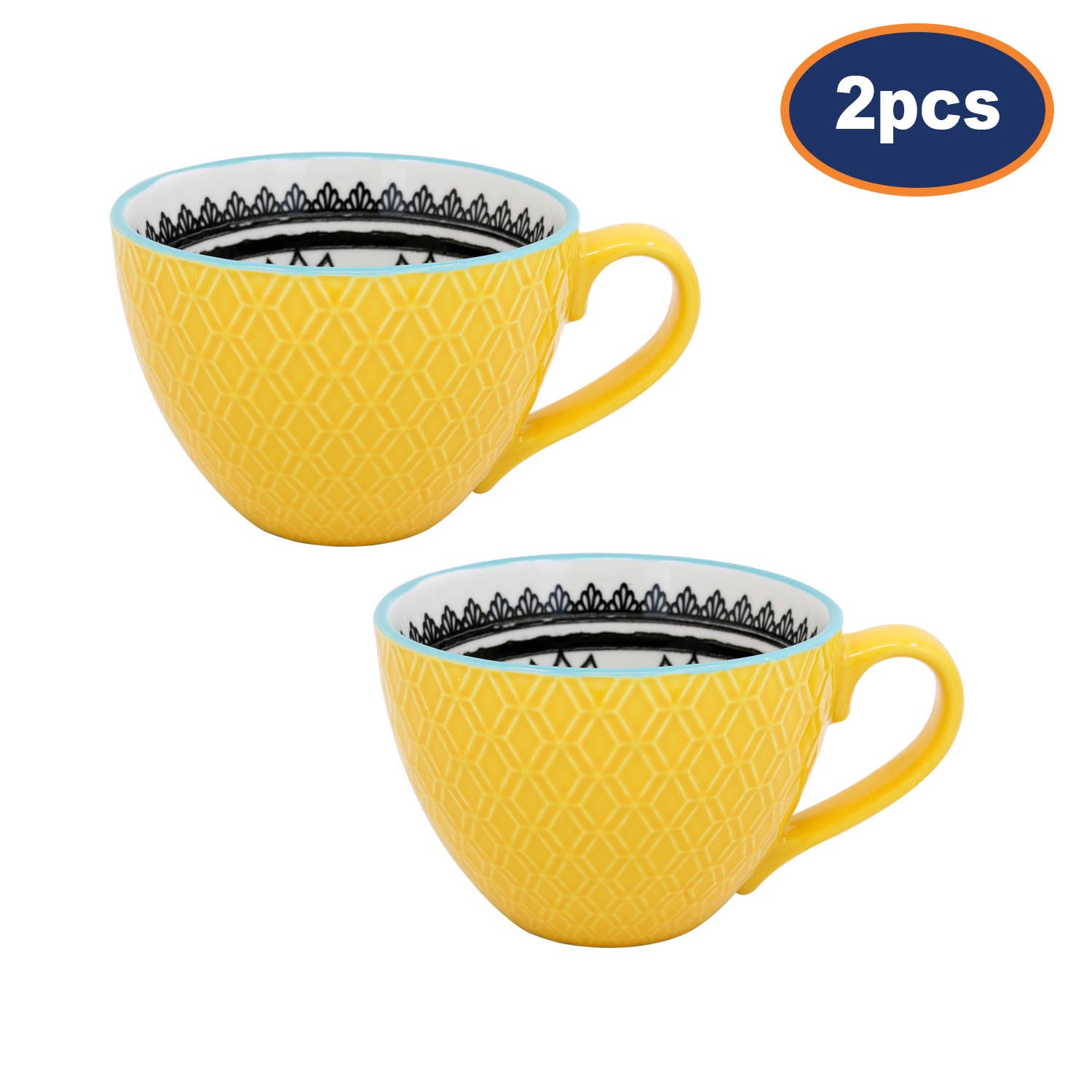 2Pcs Yellow Ceramic  Mugs