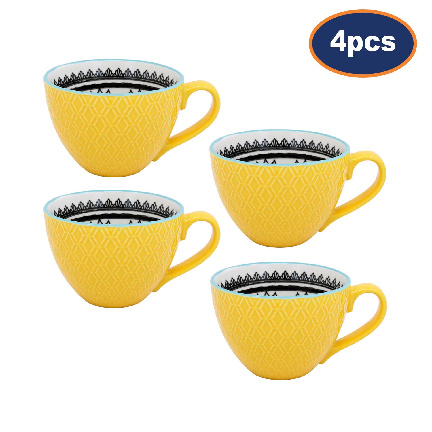 4Pcs Yellow Ceramic  Mugs