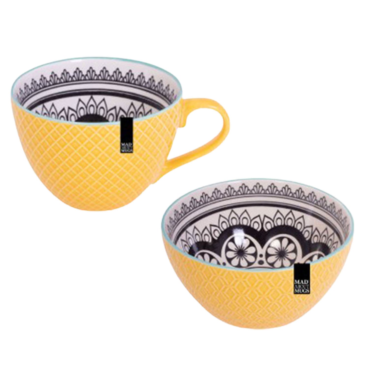 2pcs Yellow Coffee Mug & Breakfast Bowl