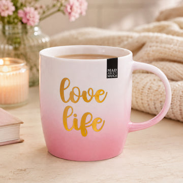 350ml New Fine China Lustre Effect Gold Foil Love Life Mug