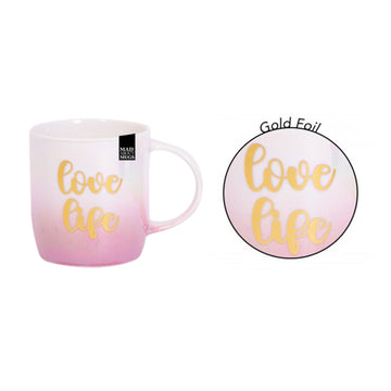 350ml New Fine China Lustre Effect Gold Foil Love Life Mug