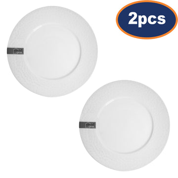 2Pcs Porcelain Dinner Plate with White Rim