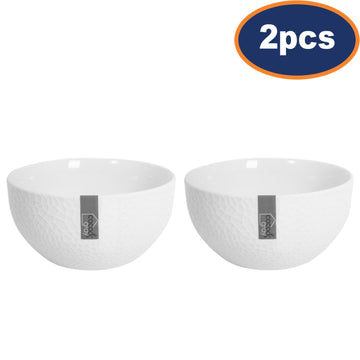 2Pcs Coco & Gray Porcelain Serving Bowl with White Rim