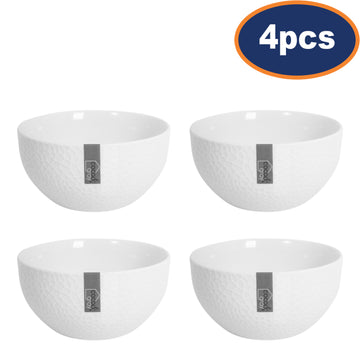 4Pcs Coco & Gray Porcelain Serving Bowl with White Rim