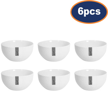 6Pcs Coco & Gray Porcelain Serving Bowl with White Rim