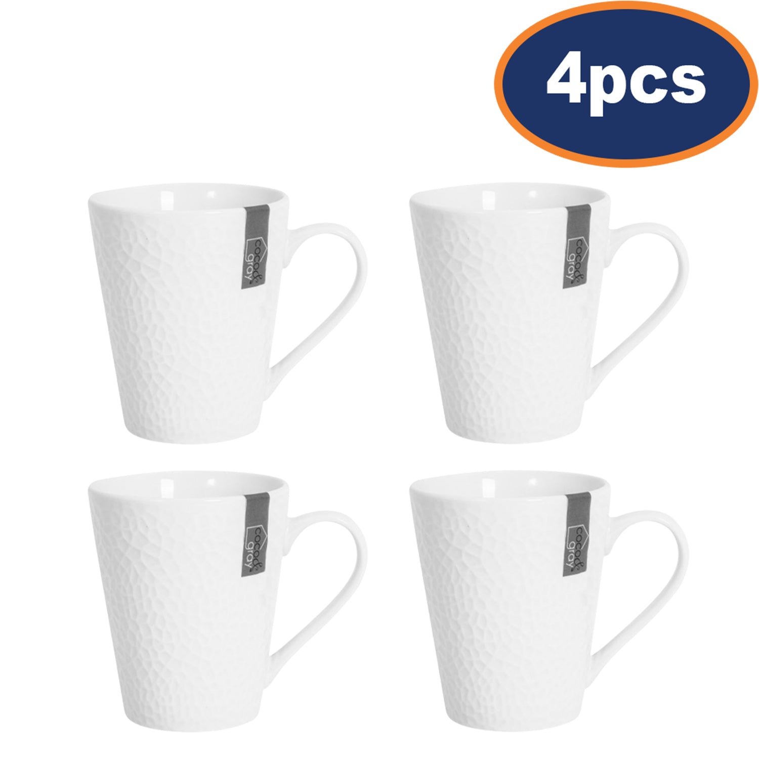 4Pcs Porcelain Coffee Mug with White Rim