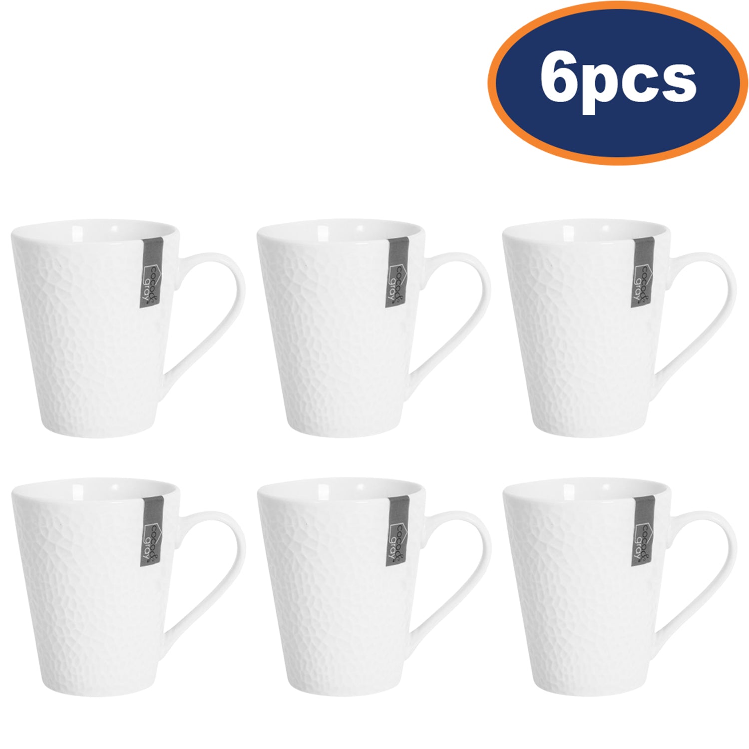 6Pcs Porcelain Coffee Mug with White Rim