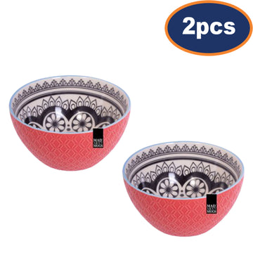 2Pcs Red Round Breakfast Bowls