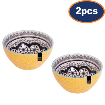 2Pcs Yellow Round Breakfast Bowls