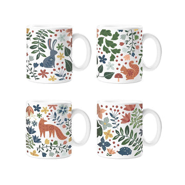 4Pcs 325ml Mad About Mugs Woodland Mug Set