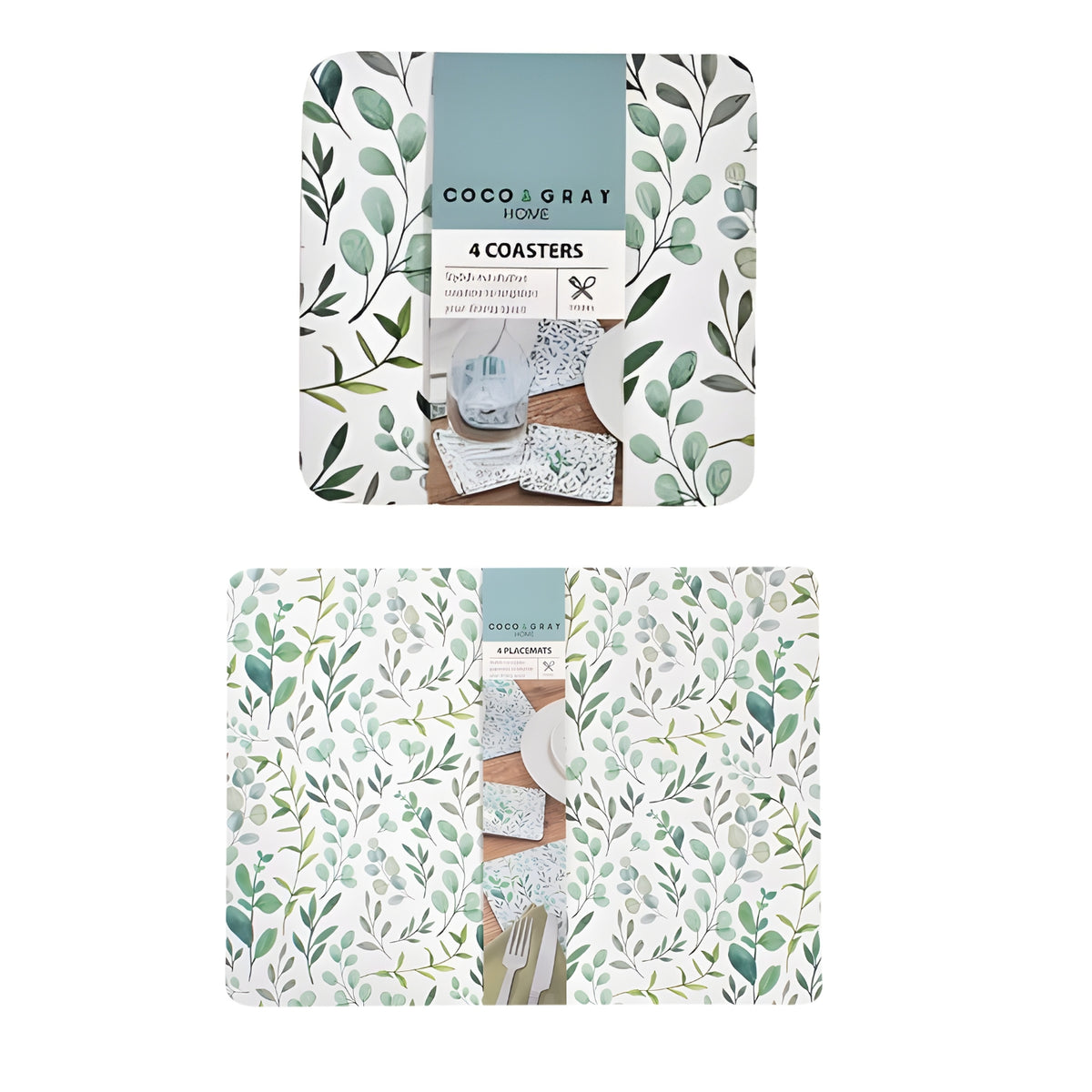 Eucalyptus 4 Placemats & 4 Coasters Set by Coco & Gray