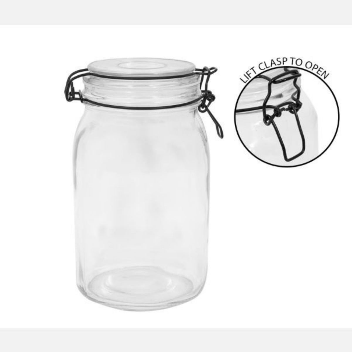1450ml Black Lid Glass Clip Top Storage Jar