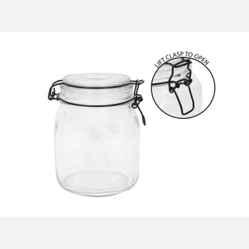 1000ml Black Lid Glass Clip Top Storage Jar