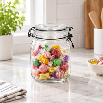 1000ml Black Lid Glass Clip Top Storage Jar