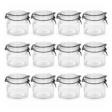 12Pcs 450ml Black Lid Glass Clip Top Storage Jar