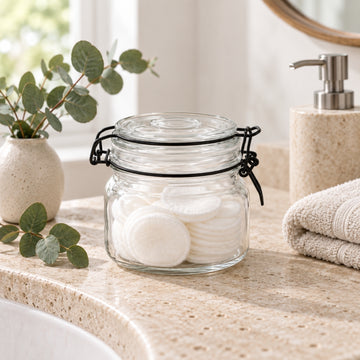 450ml Black Lid Glass Clip Top Storage Jar