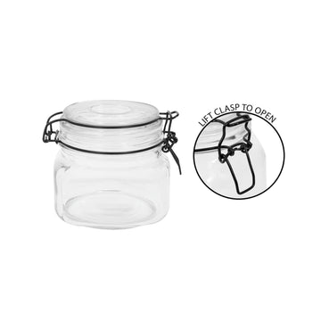 450ml Black Lid Glass Clip Top Storage Jar