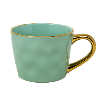 370ml Green Gold Handle Glazed Coffee Mug