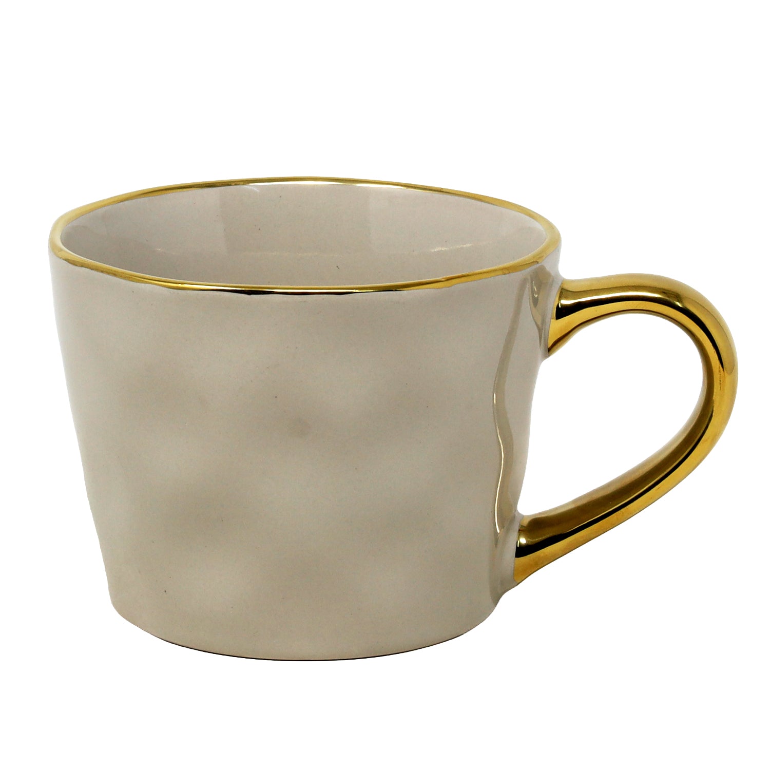 370ml Grey Gold Handle Glazed Coffee Mug