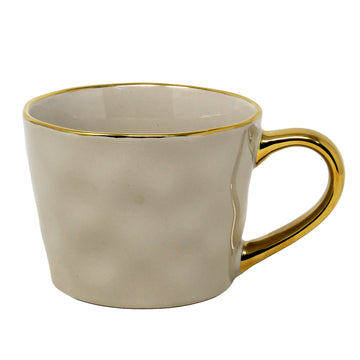 370ml Grey Gold Handle Glazed Coffee Mug
