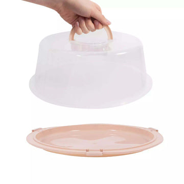 30cm Cream Reusable Plastic Cake Carrier With Carry Handle