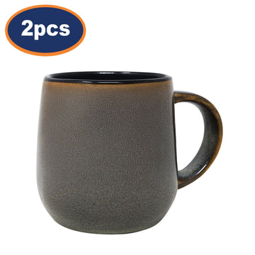 2Pcs 420ml Reactive Glaze Grey Coffee Mug