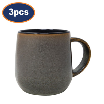 3Pcs 420ml Reactive Glaze Grey Coffee Mug