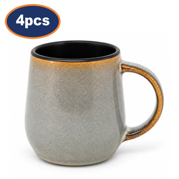 4Pcs 420ml Reactive Glaze Grey Coffee Mug