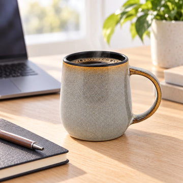 6Pcs 420ml Reactive Glaze Grey Coffee Mug