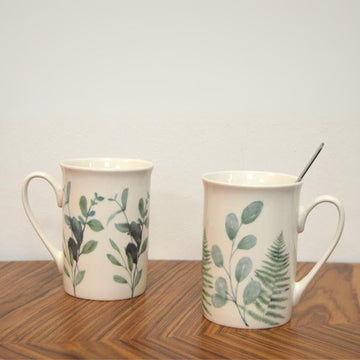 6Pcs 270ml Eucalyptus & Fern Straight Mugs