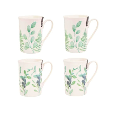 4Pcs 270ml Eucalyptus & Fern Straight Mugs