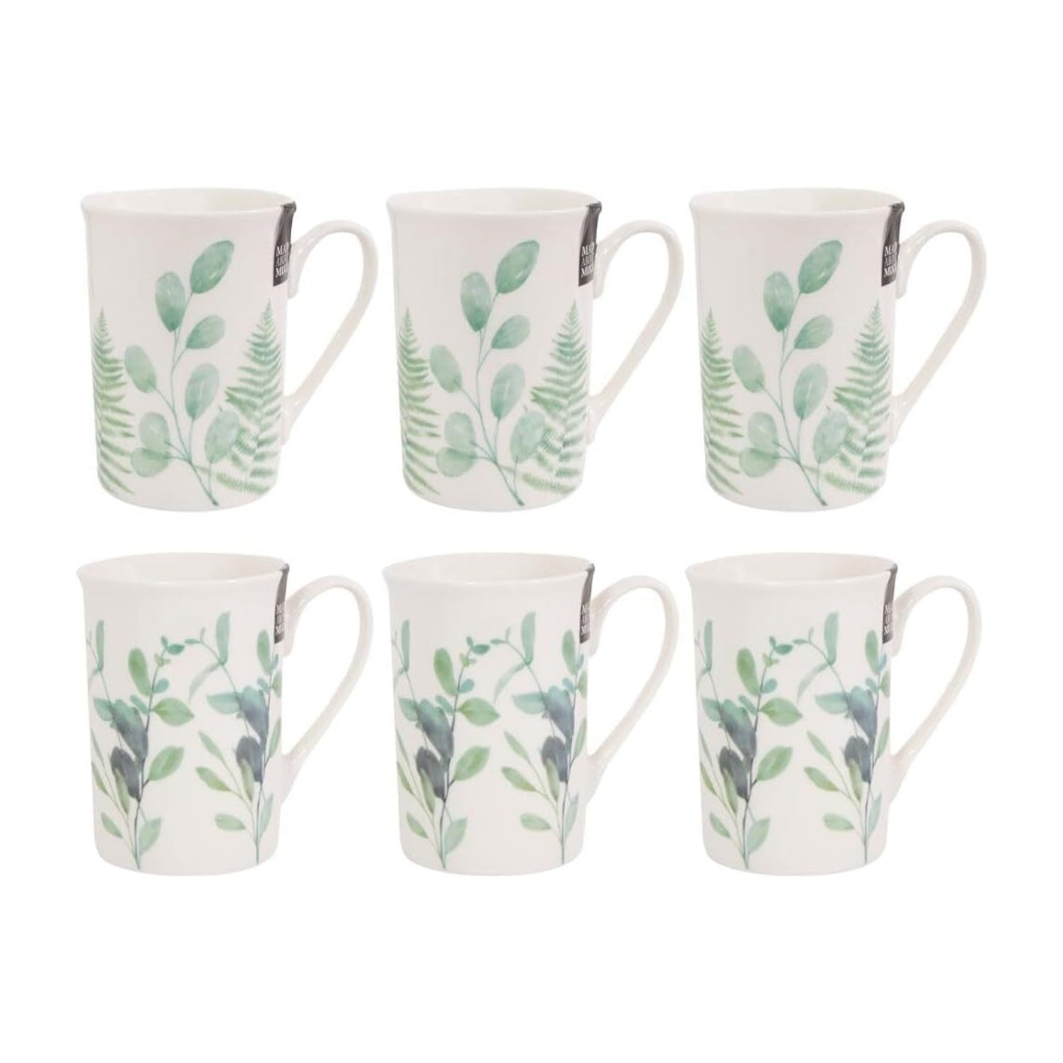 6Pcs 270ml Eucalyptus & Fern Straight Mugs