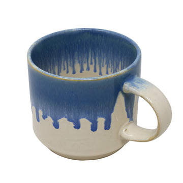 2Pcs 400ml Two-Tone Blue Cream Reactive Glaze Coffee Mug