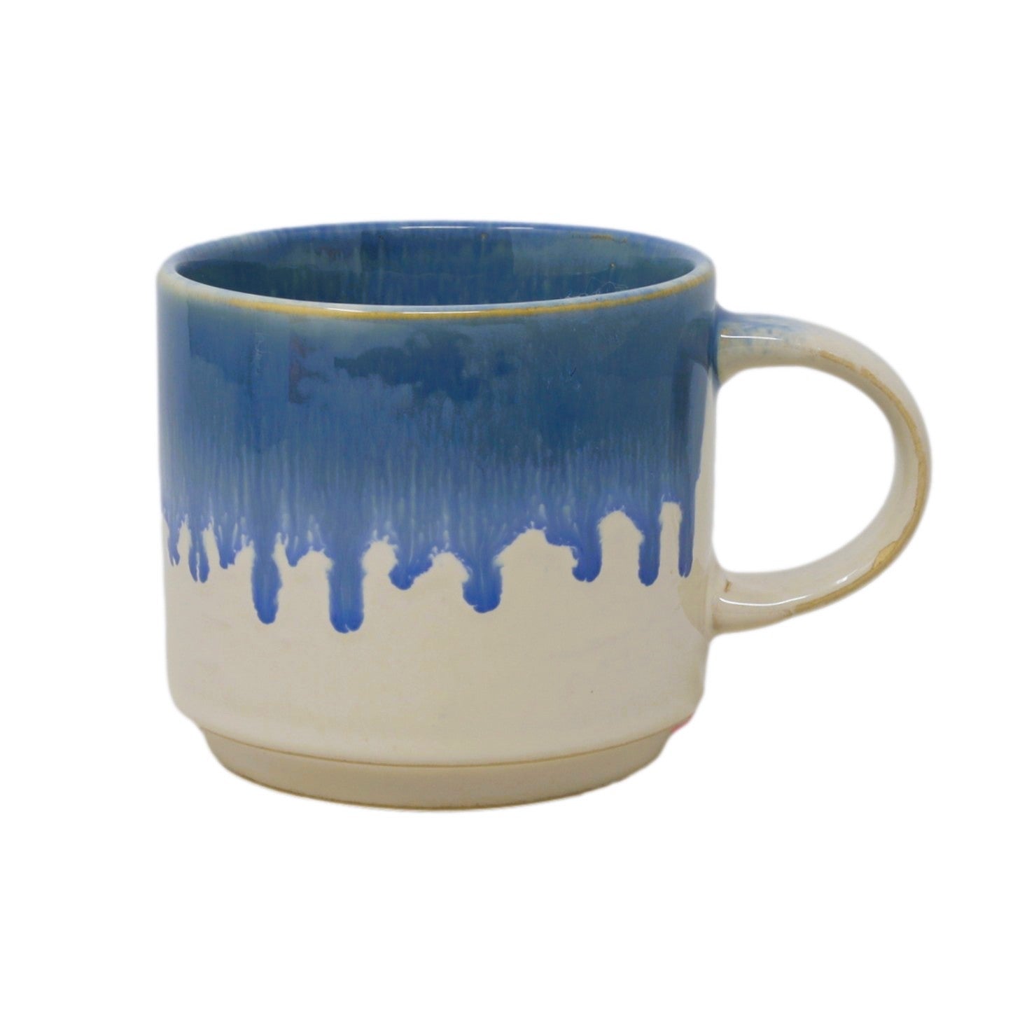 400ml Two-Tone Blue Cream Reactive Glaze Coffee Mug