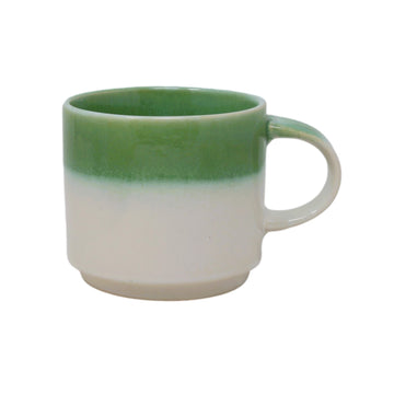400ml Two-Tone Green Cream Reactive Glaze Coffee Mug