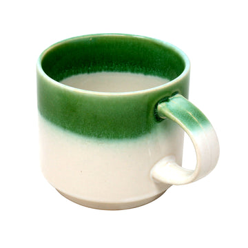 4Pcs 400ml Two-Tone Green Cream Reactive Glaze Coffee Mug