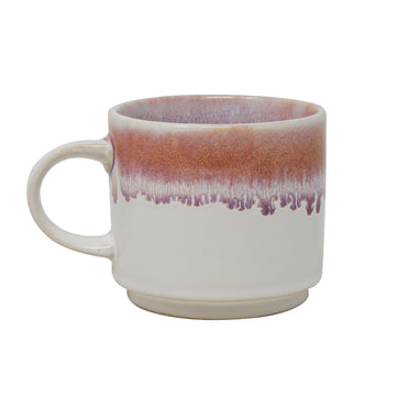 6Pcs 400ml Two-Tone Pink Cream Reactive Glaze Coffee Mug
