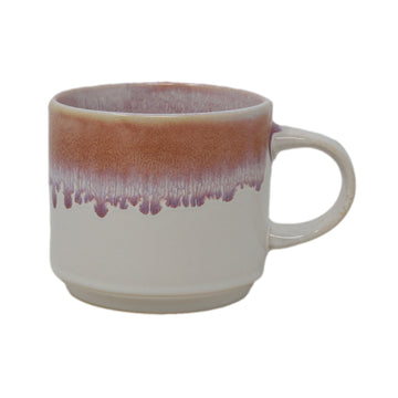 400ml Two-Tone Pink Cream Reactive Glaze Coffee Mug