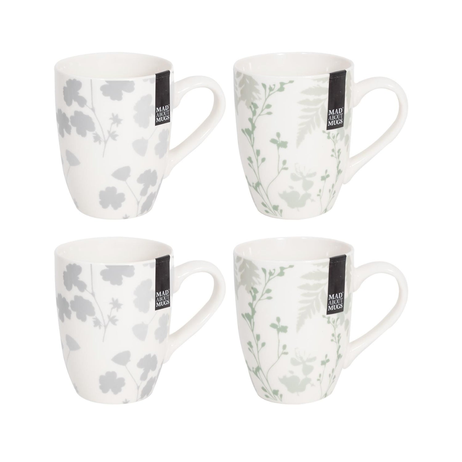 4Pcs  320ml Mad About Mugs Floral Ceramic Coffee Mug Set