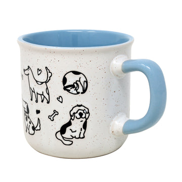 2Pcs 270ml Dog Blue Stoneware Coffee Mug