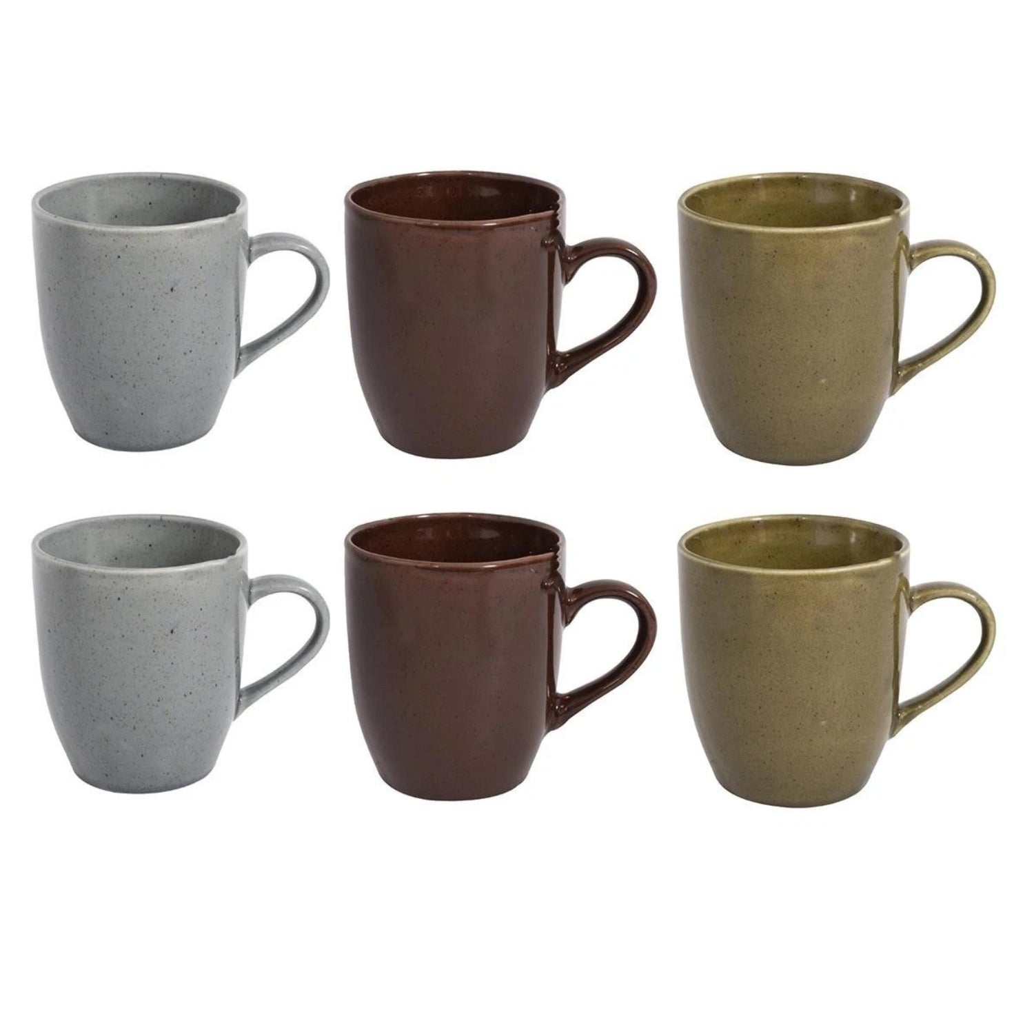6Pcs Reactive Glaze Grey Brown Green 330ml Coffee Mug Set