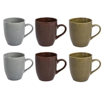6Pcs Reactive Glaze Grey Brown Green 330ml Coffee Mug Set