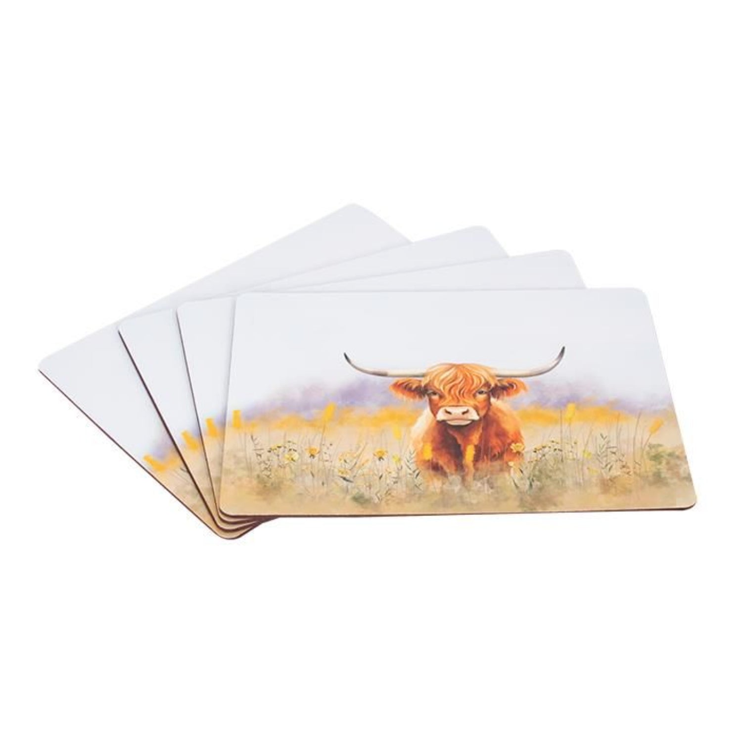 4Pcs Highland Cow Rectangle Placemats