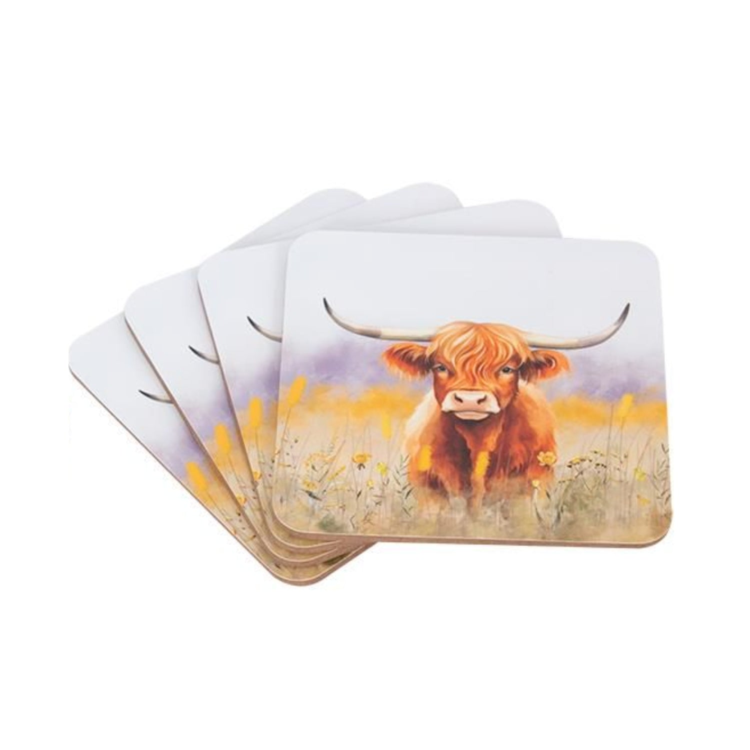 4Pcs Highland Cow Design Coasters by Coco & Gray