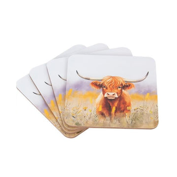 4Pcs Highland Cow Design Coasters by Coco & Gray
