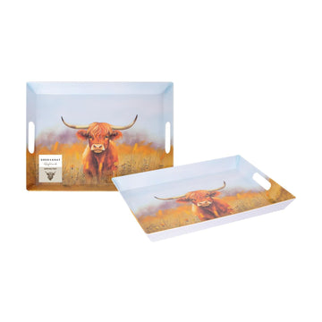 3Pcs Highland Cow 38cm Melamine Rectangle Serving Tray